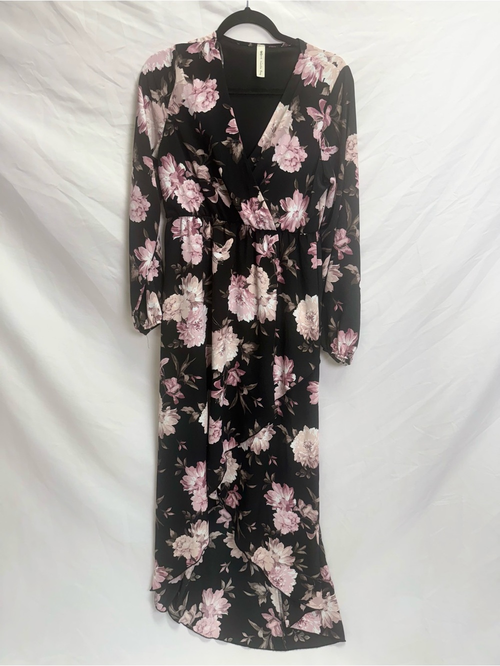 Vanilla Bay Black Maxi Dress with Pink Floral Print